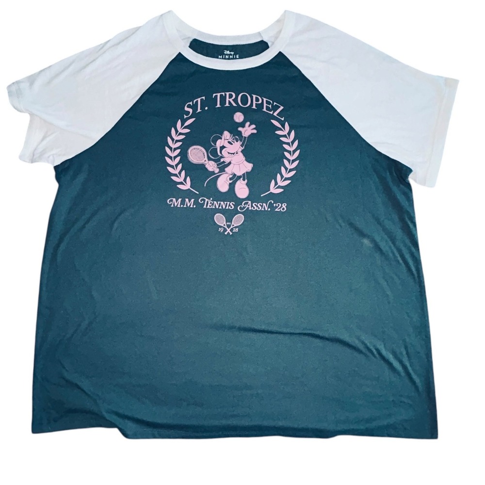 Disney Minnie Mouse Torrid St Tropez Tennis Raglan Tee Green Pink Size 2x Plus